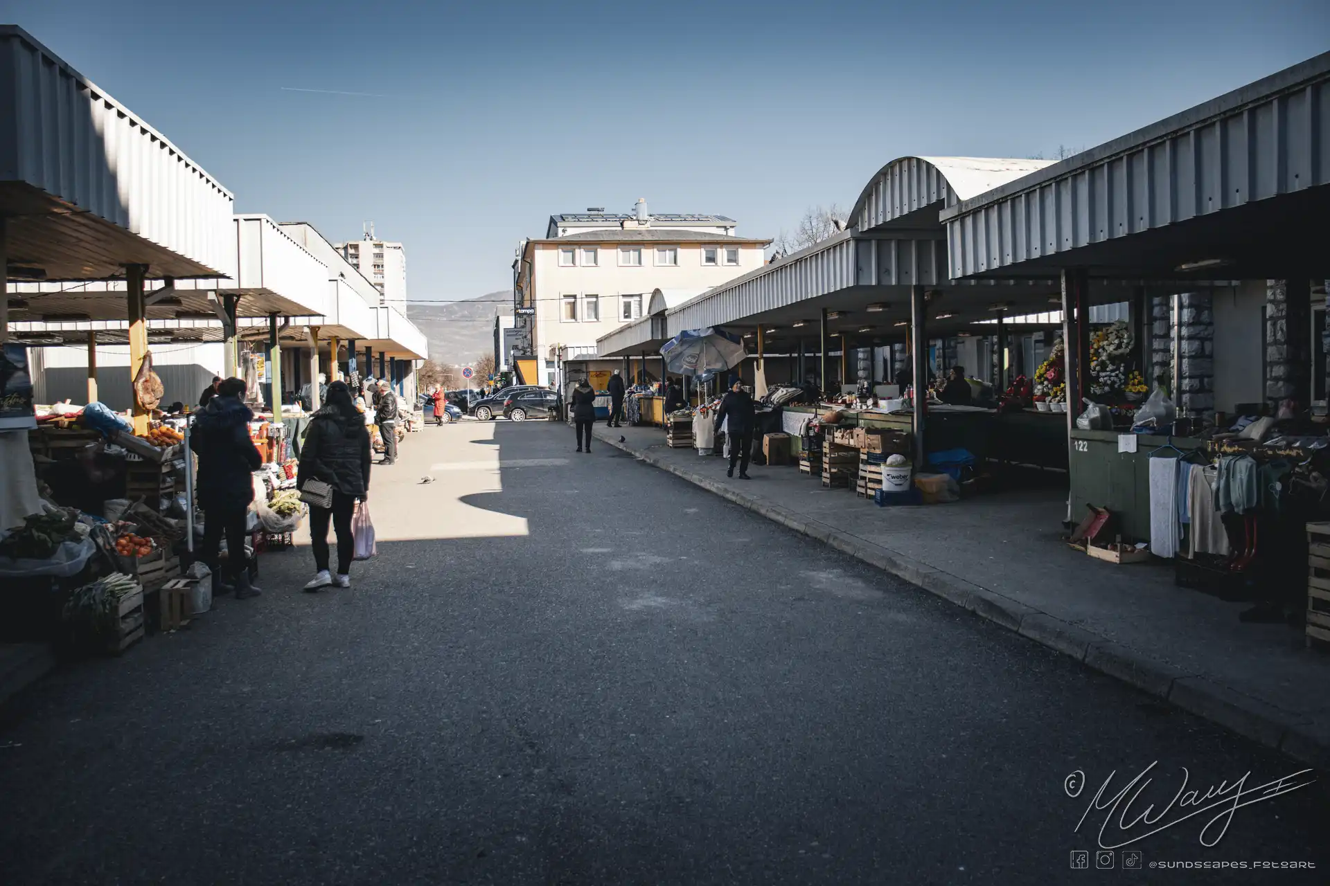 a street with people walking on it