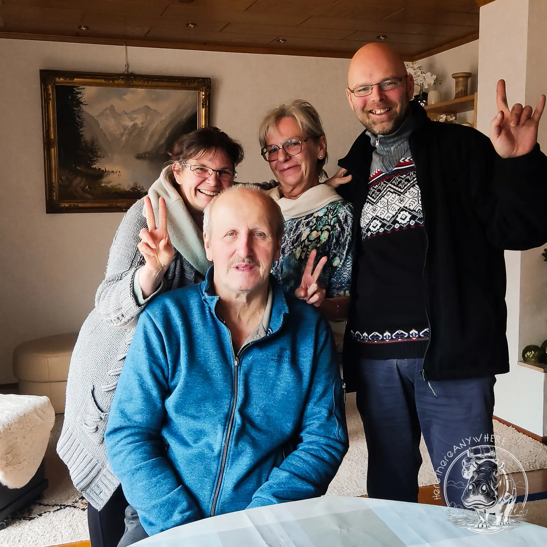 Jutta, Helmut, Micha und Tanja - die Familie verabschieden ist ein Teil unseres Roadtrips